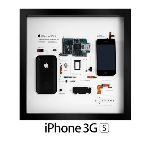 Cuadro BITFRAME del iPhone 3GS desmontado y enmarcado