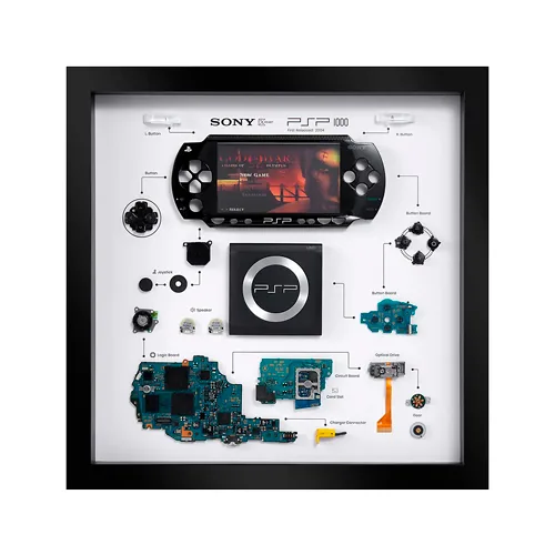 Cuadro BITFRAME de la Sony PSP 1000 desmontada y enmarcada